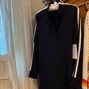 Athleta Black Dress with White Stripes